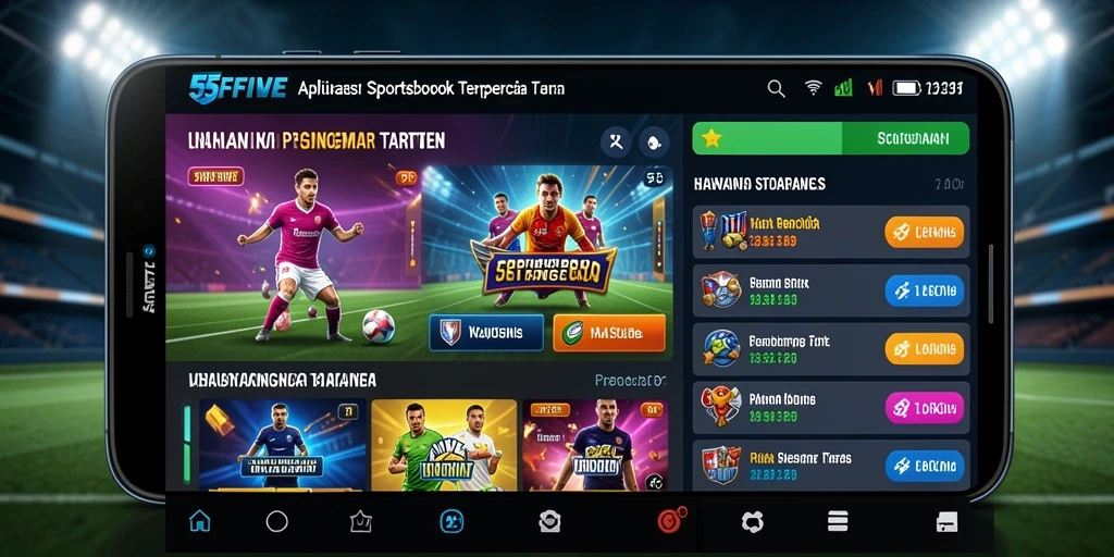 Tangkapan layar gameplay 55FIVE dengan antarmuka menarik dan fitur taruhan lengkap.