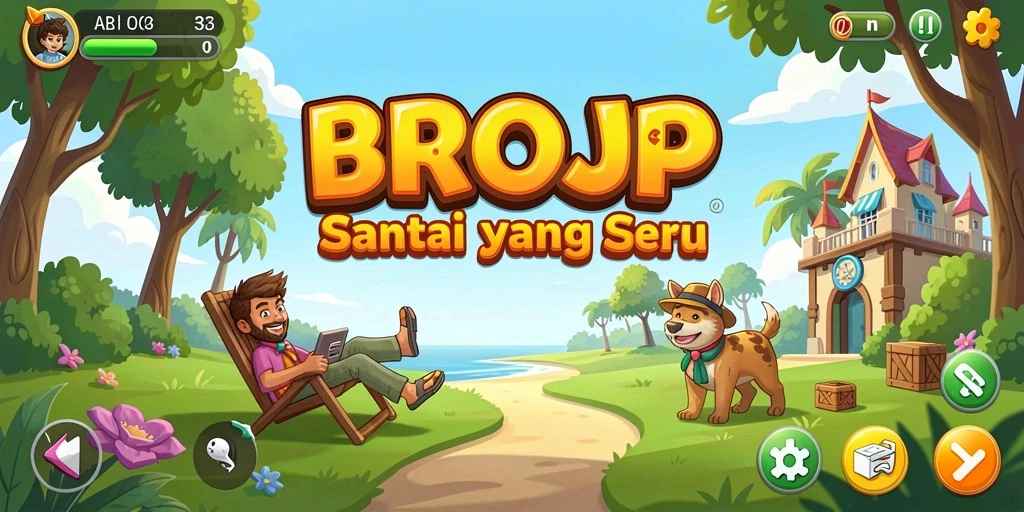 Screenshot utama BROJP yang menunjukkan gameplay yang menyenangkan dan santai.