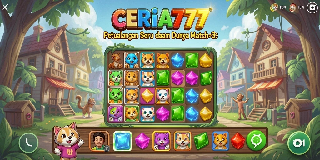 Screenshot CERIA777 menampilkan aksi mencocokkan item yang seru dan penuh warna.