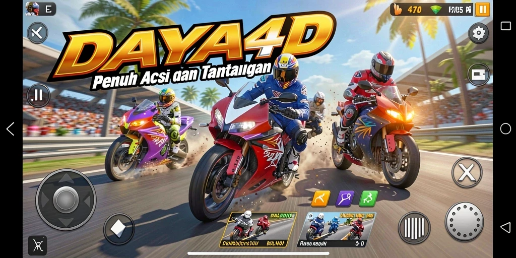 Tampilan gameplay balapan motor yang seru dan adrenalin tinggi.