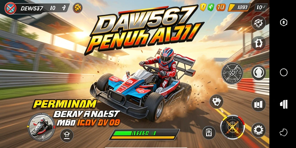 Tampilan gameplay DEWI567 yang menampilkan balapan mendebarkan.