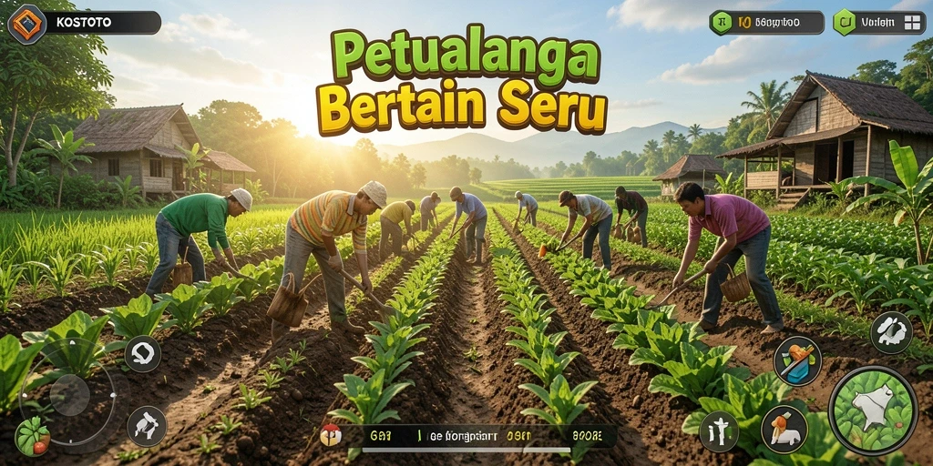 Tampilan gameplay bertani yang seru di KOSTOTO.