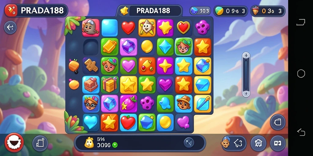 Gameplay Match-3 yang penuh warna dan menyenangkan.