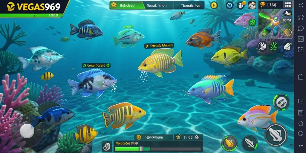 Tampilan menarik dari gameplay tebak ikan yang seru.
